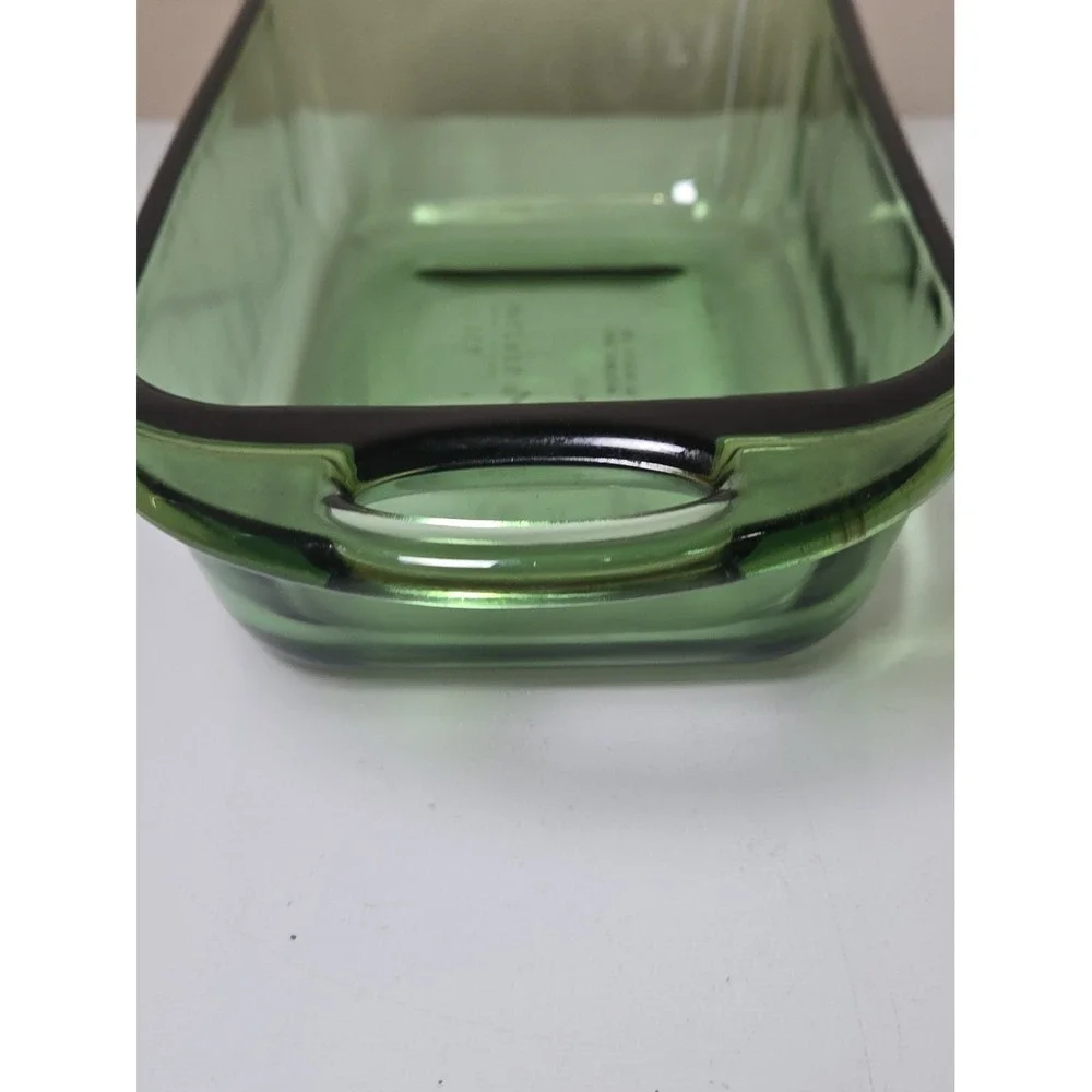 VTG Fire King Green Glass Baking Dish 6x9 Anchor Hocking Ovenware Casserole USA